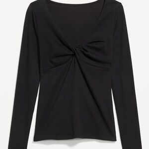 NWT Old Navy Black Twist-Front Ribbed Top XXL